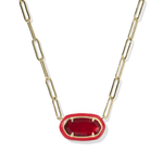 Elisa Enamel Framed Paperclip Chain Necklace - Lizzy G's Fine Gifts