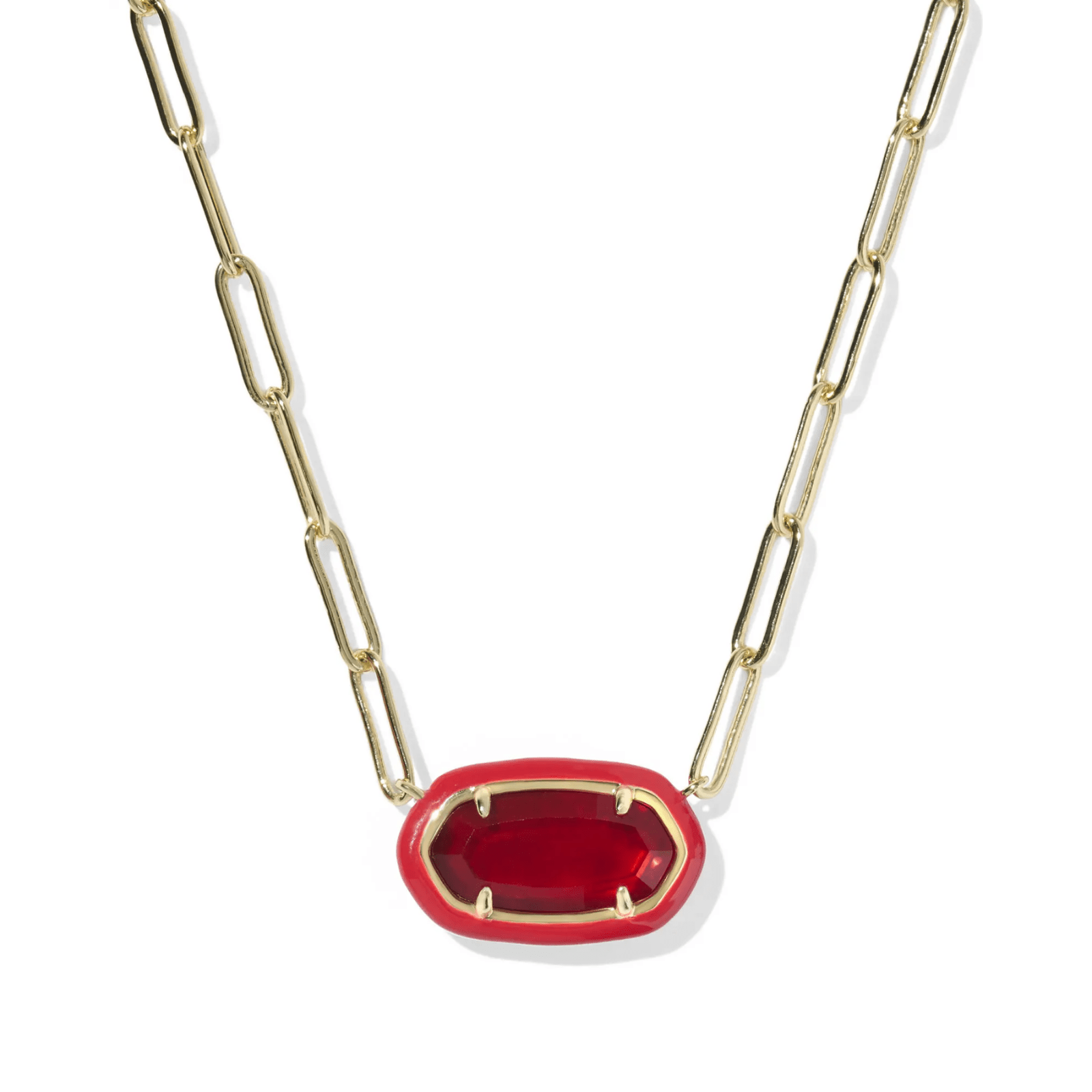 Elisa Enamel Framed Paperclip Chain Necklace - Lizzy G's Fine Gifts