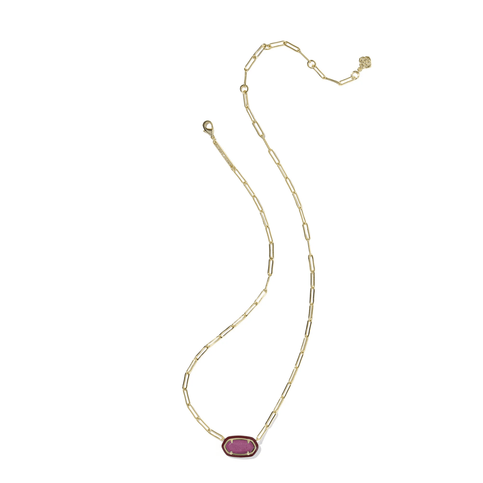 Elisa Enamel Framed Paperclip Chain Necklace - Lizzy G's Fine Gifts