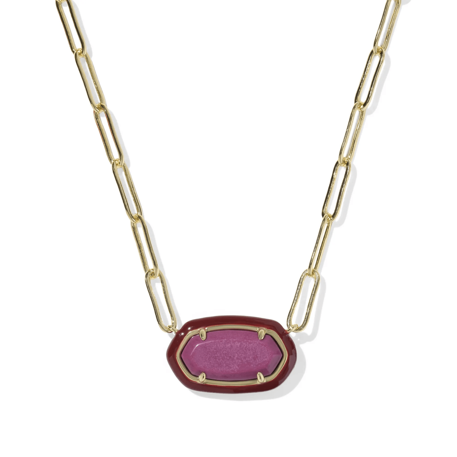 Elisa Enamel Framed Paperclip Chain Necklace - Lizzy G's Fine Gifts