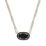Elisa Enamel Framed Paperclip Chain Necklace - Lizzy G's Fine Gifts