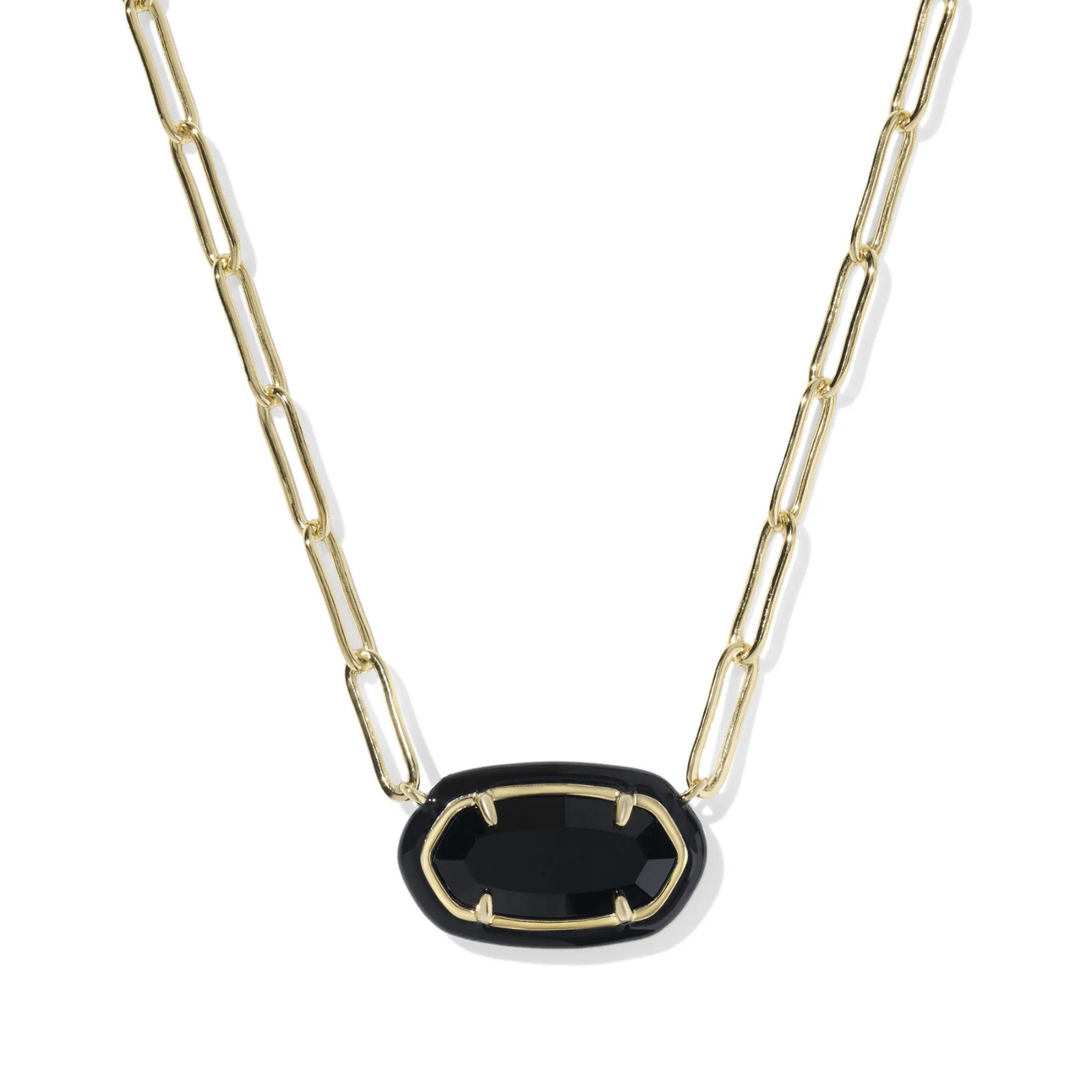 Elisa Enamel Framed Paperclip Chain Necklace - Lizzy G's Fine Gifts