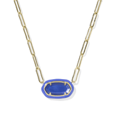 Elisa Enamel Framed Paperclip Chain Necklace - Lizzy G's Fine Gifts