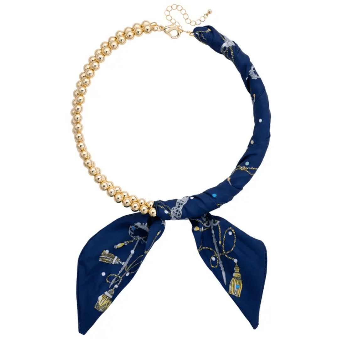 Elodie Ball Bead Scarf Necklace - Navy and Seafoam - Lizzy G's Fine Gifts