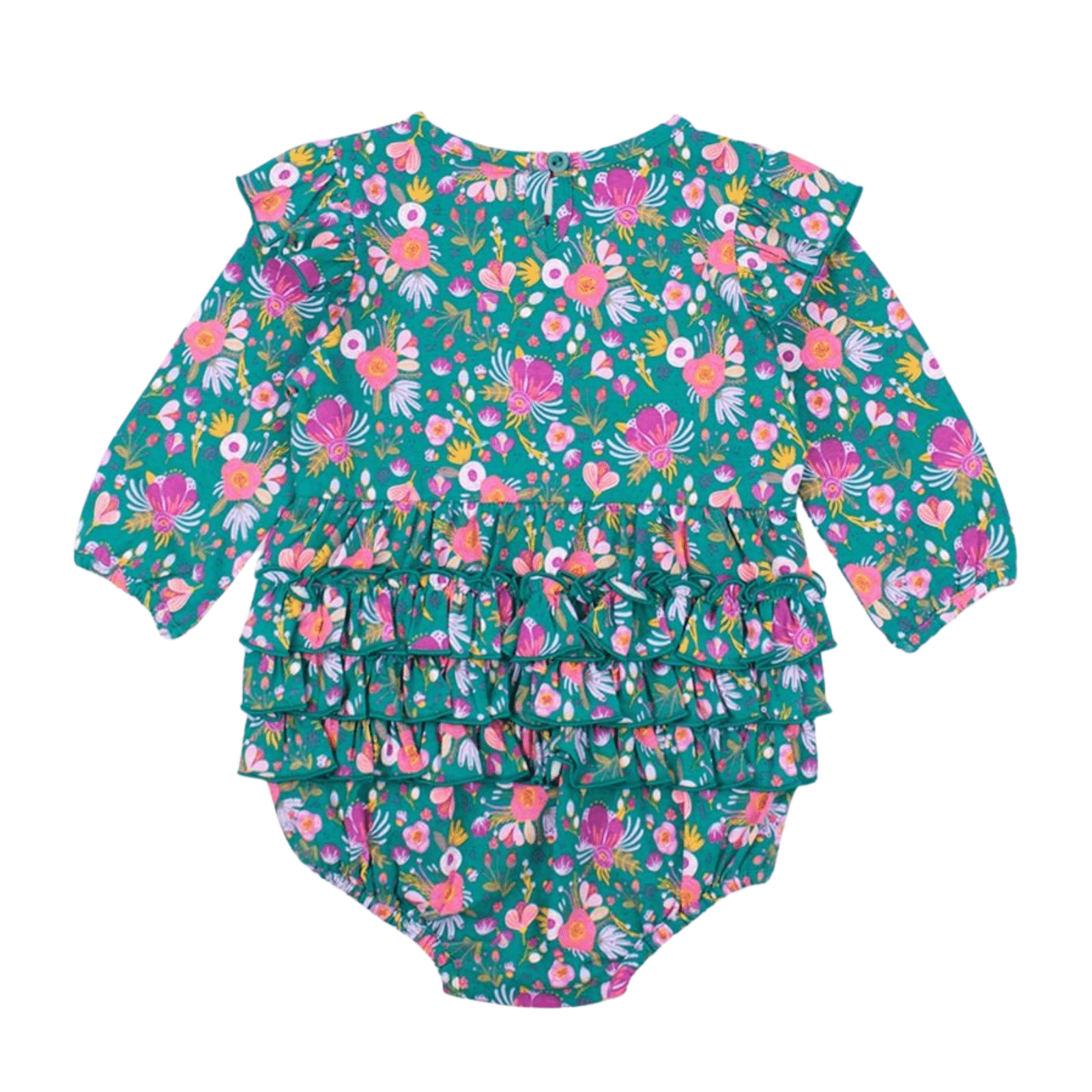 Emerald Floral Long Sleeve Bubble Romper - Lizzy G's Fine Gifts