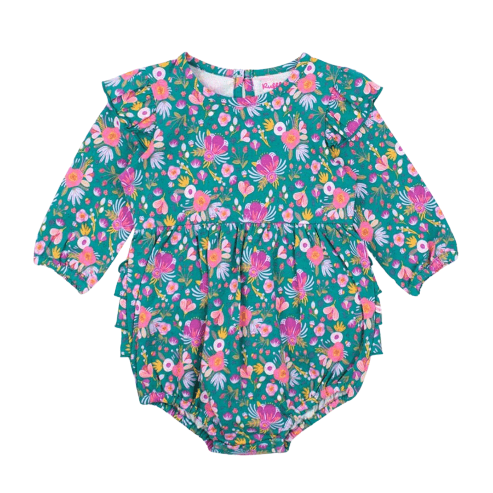 Emerald Floral Long Sleeve Bubble Romper - Lizzy G's Fine Gifts