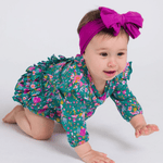 Emerald Floral Long Sleeve Bubble Romper - Lizzy G's Fine Gifts