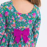 Emerald Floral Long Sleeve Twirl Dress - Lizzy G's Fine Gifts
