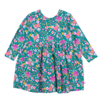 Emerald Floral Long Sleeve Twirl Dress - Lizzy G's Fine Gifts