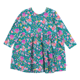 Emerald Floral Long Sleeve Twirl Dress - Lizzy G's Fine Gifts