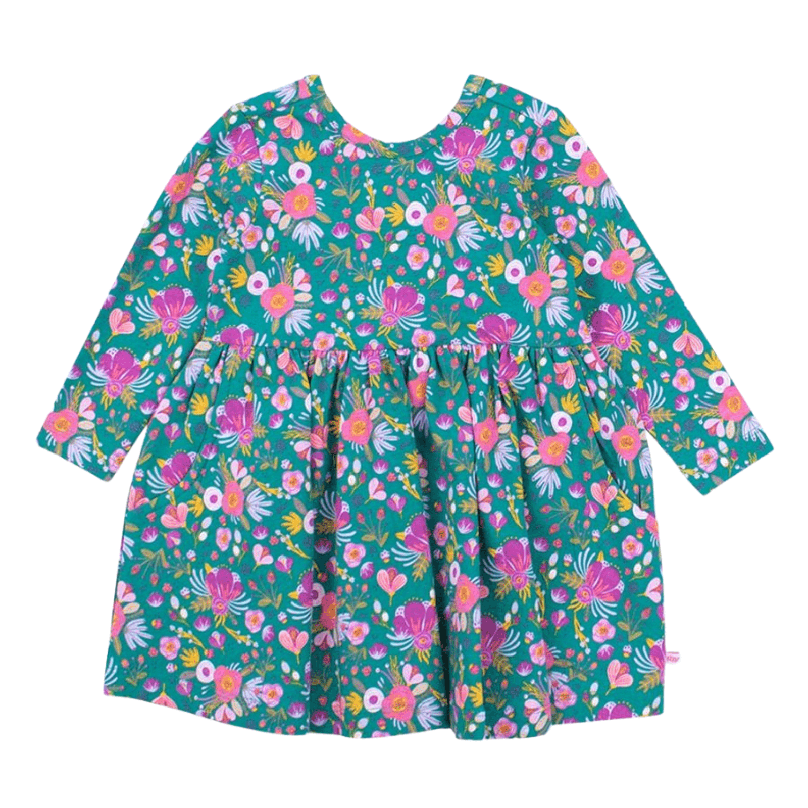 Emerald Floral Long Sleeve Twirl Dress - Lizzy G's Fine Gifts