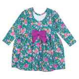 Emerald Floral Long Sleeve Twirl Dress - Lizzy G's Fine Gifts