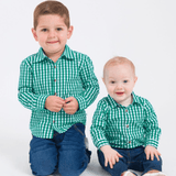 Emerald Gingham Long Sleeve Button Down Bodysuit - Lizzy G's Fine Gifts