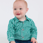 Emerald Gingham Long Sleeve Button Down Bodysuit - Lizzy G's Fine Gifts