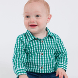 Emerald Gingham Long Sleeve Button Down Bodysuit - Lizzy G's Fine Gifts