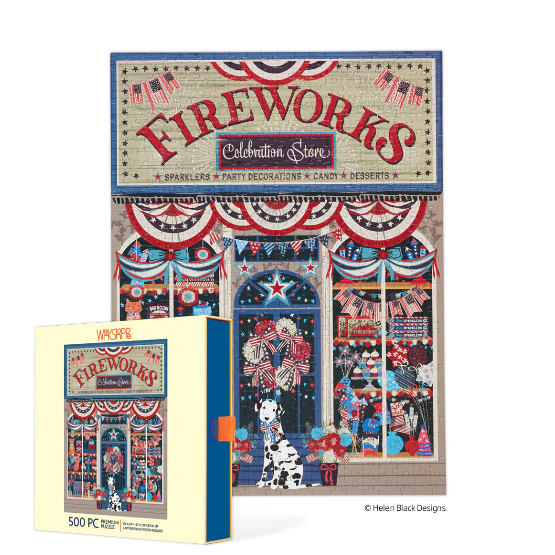 Flags & Fireworks 500 Piece Puzzle - Lizzy G's Fine Gifts