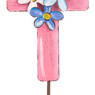 Floral Cross Garden Stake - Lizzy G's Fine Gifts