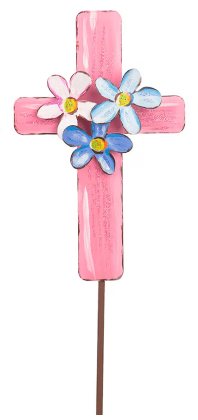 Floral Cross Garden Stake - Lizzy G's Fine Gifts