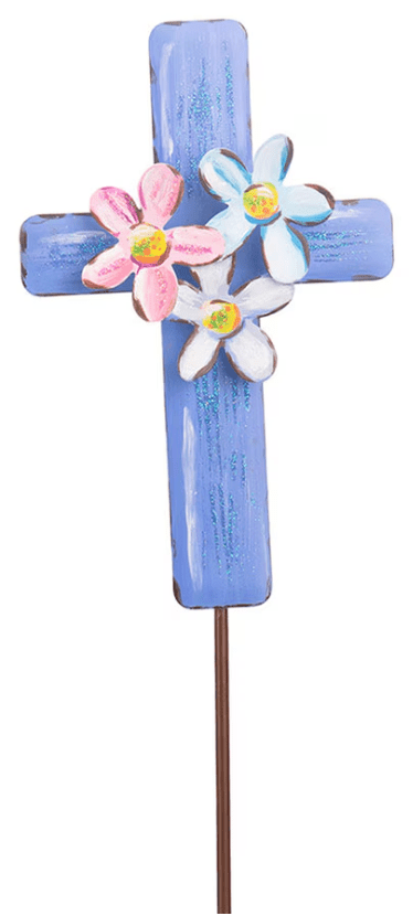 Floral Cross Garden Stake - Lizzy G's Fine Gifts