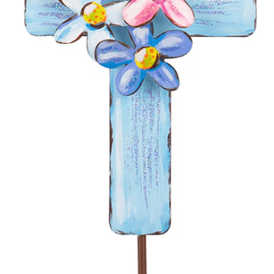 Floral Cross Garden Stake - Lizzy G's Fine Gifts