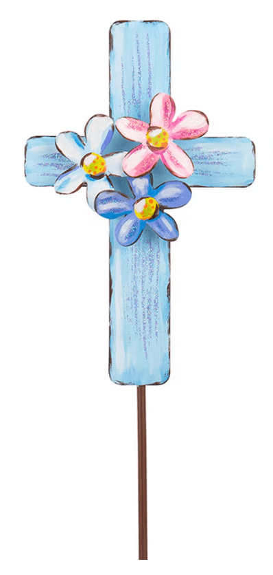 Floral Cross Garden Stake - Lizzy G's Fine Gifts