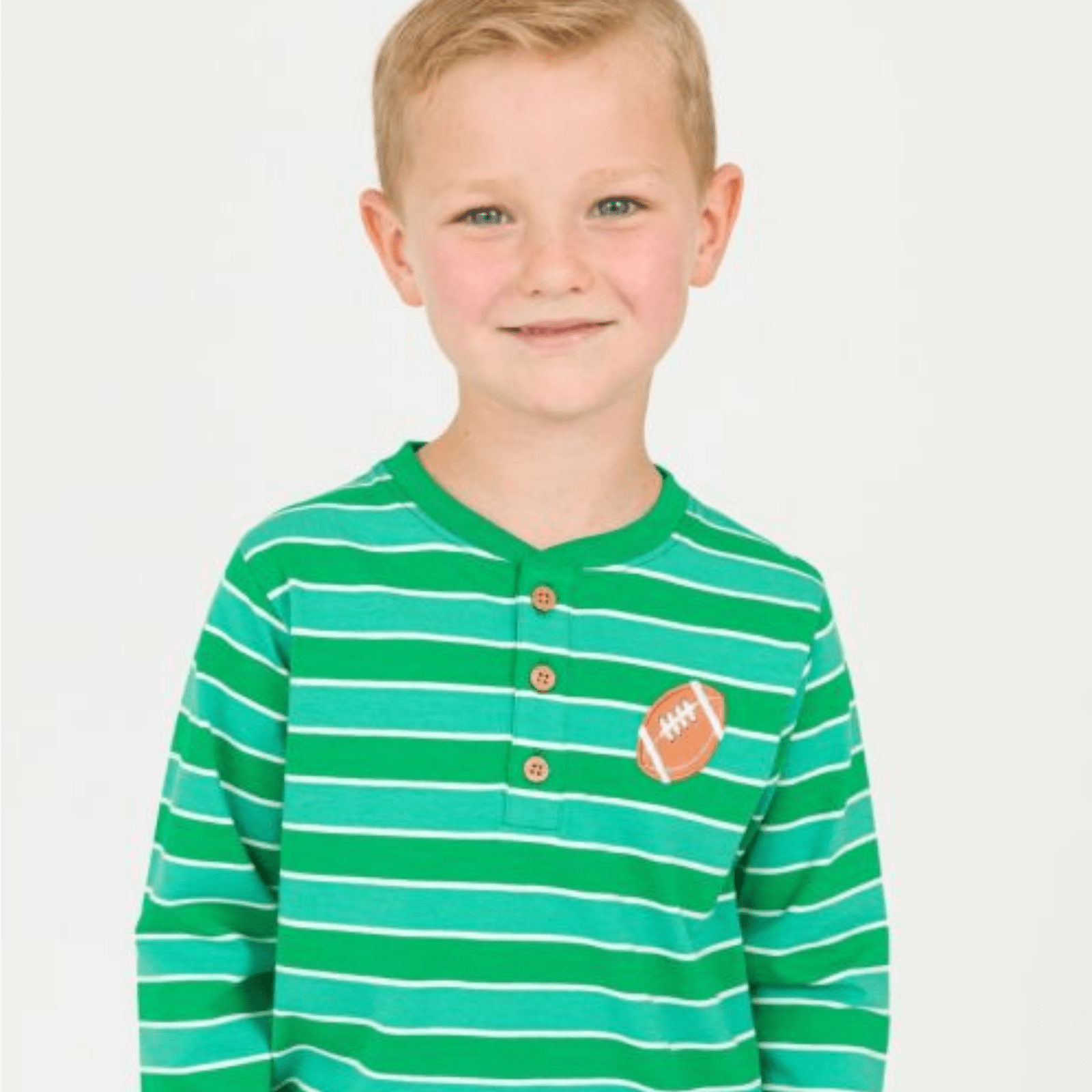 Football Long Sleeve Henley Tee - Lizzy G's Fine Gifts