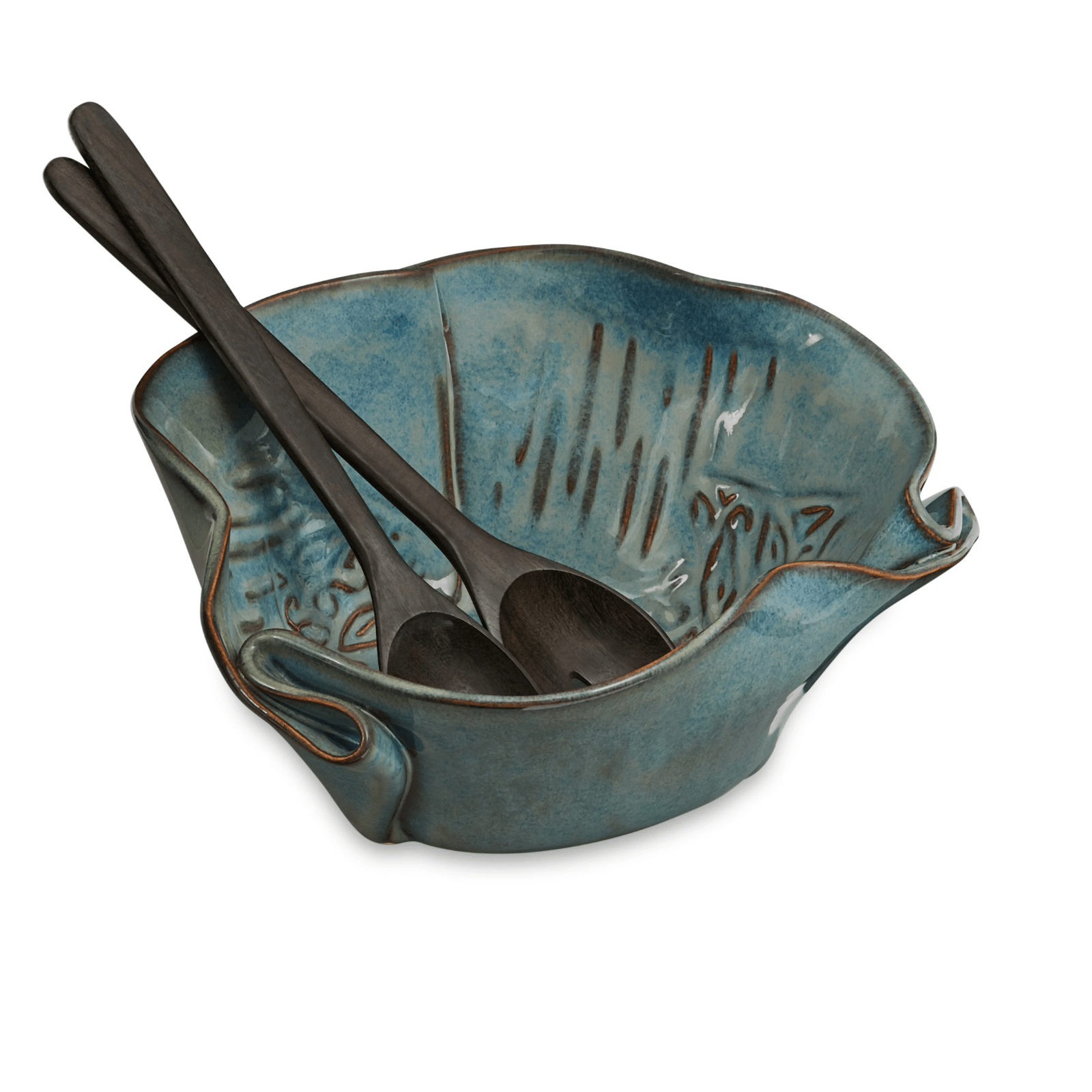 Funky Serving Bowl with Servers - Lizzy G's Fine Gifts