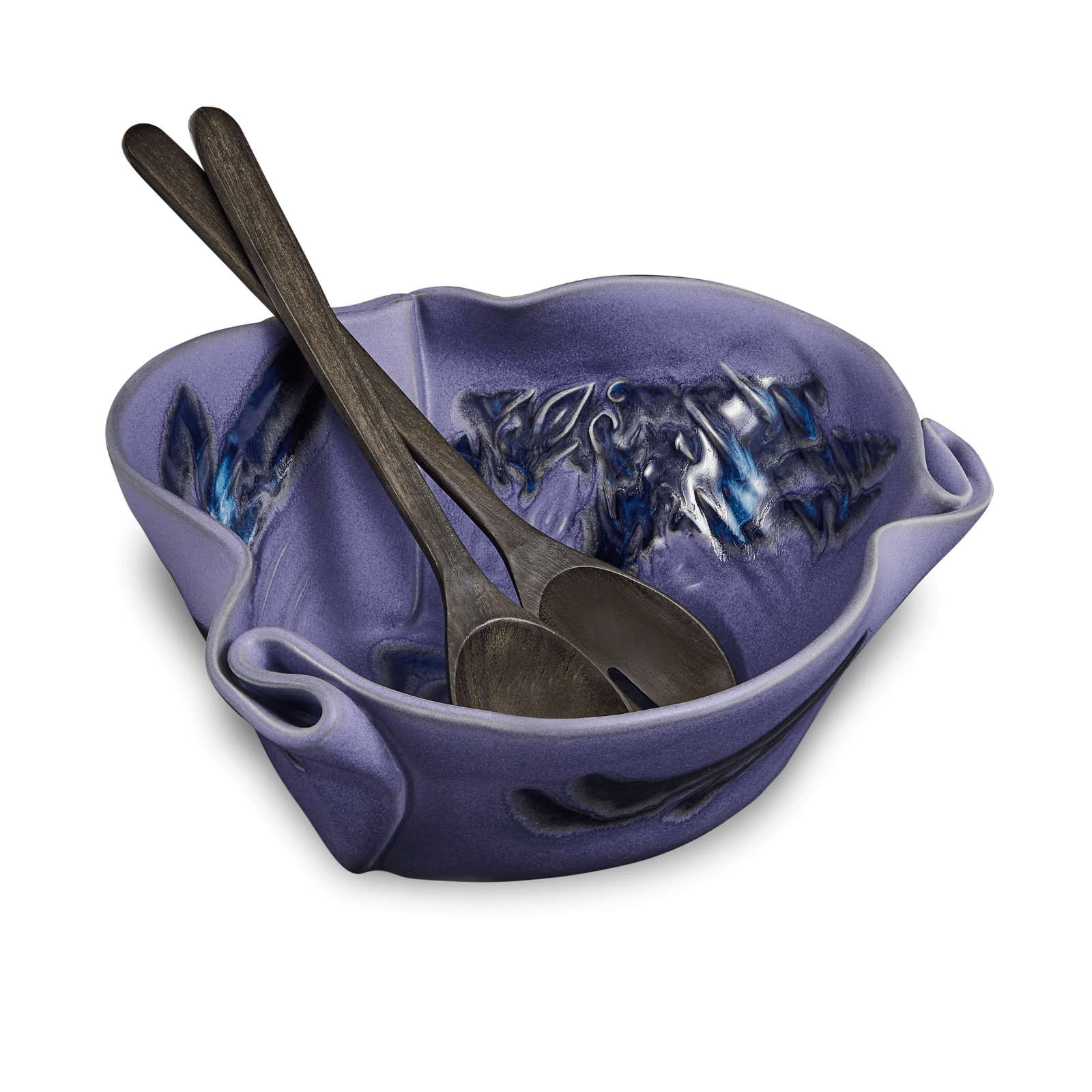 Funky Serving Bowl with Servers - Lizzy G's Fine Gifts