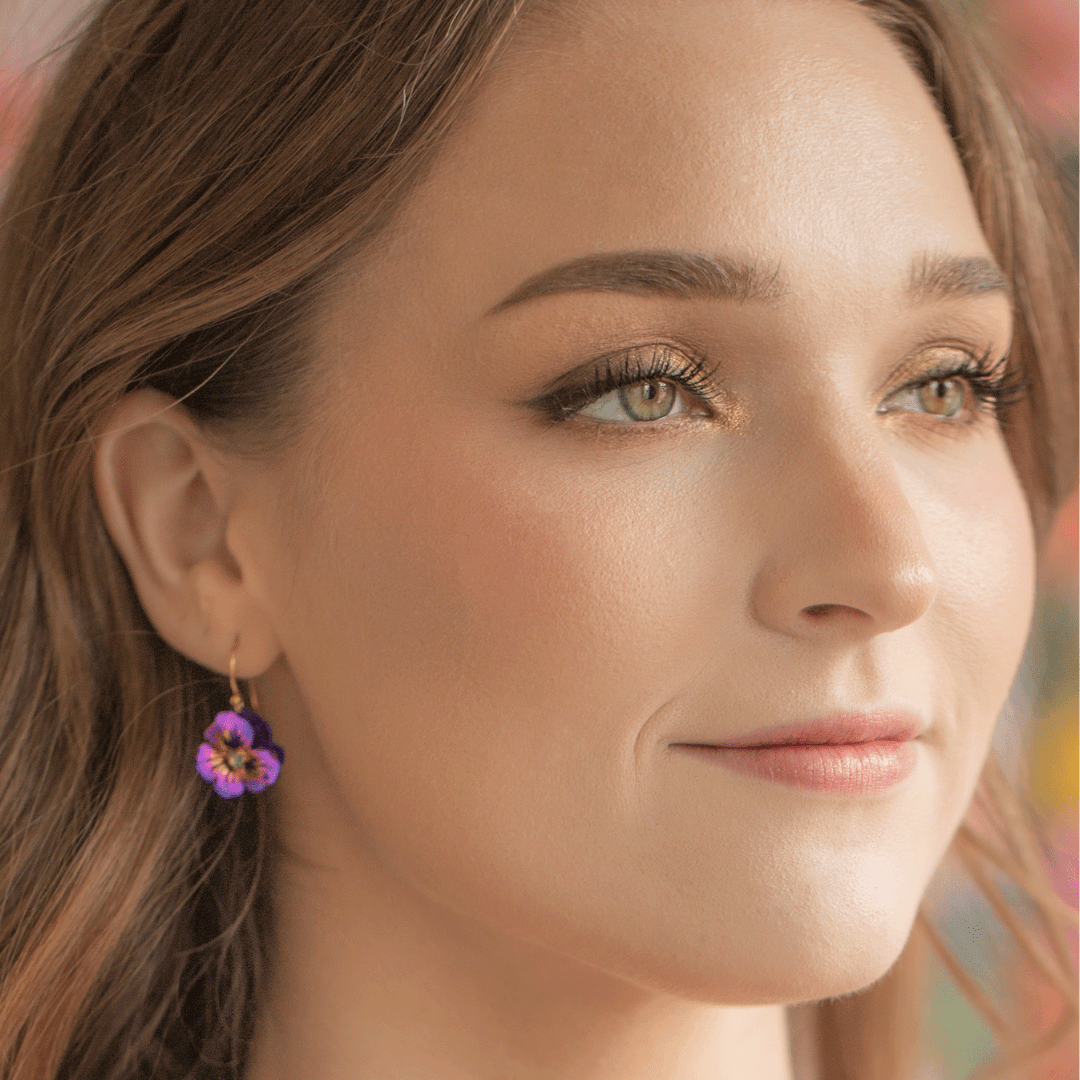 Garden Pansy Drop Earrings - Lizzy G's Fine Gifts