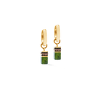 GeoCUBE® Chunky Chain Hoop Earrings Gold - Green - Lizzy G's Fine Gifts