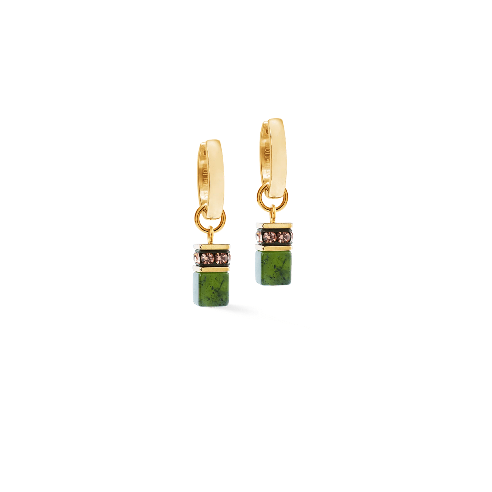 GeoCUBE® Chunky Chain Hoop Earrings Gold - Green - Lizzy G's Fine Gifts