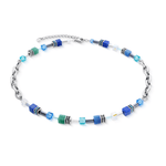 GeoCUBE® Chunky Chain Necklace Silver - Blue - Lizzy G's Fine Gifts