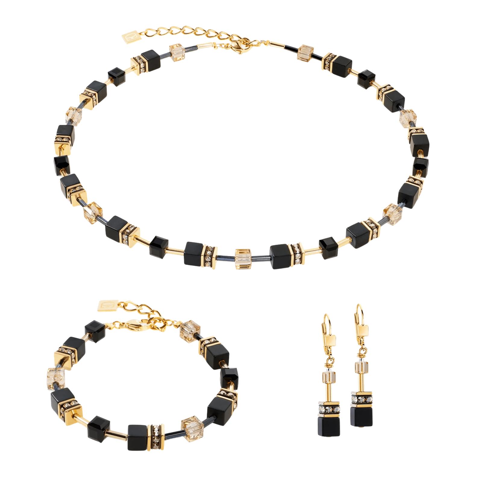 GeoCUBE® Earrings Onyx Black - Gold - Lizzy G's Fine Gifts