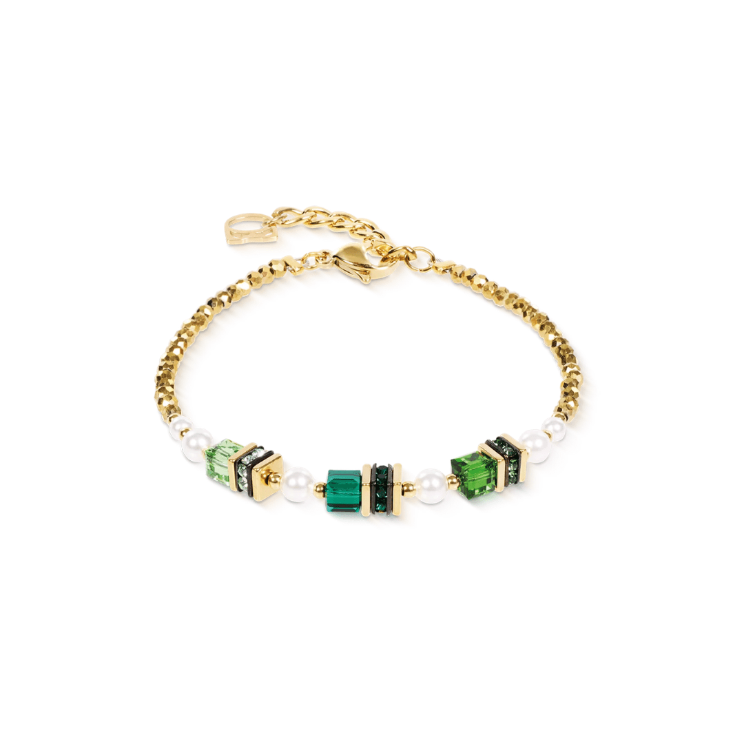 GeoCUBE® Emerald & Gold Sparkling Princess Bracelet - Lizzy G's Fine Gifts
