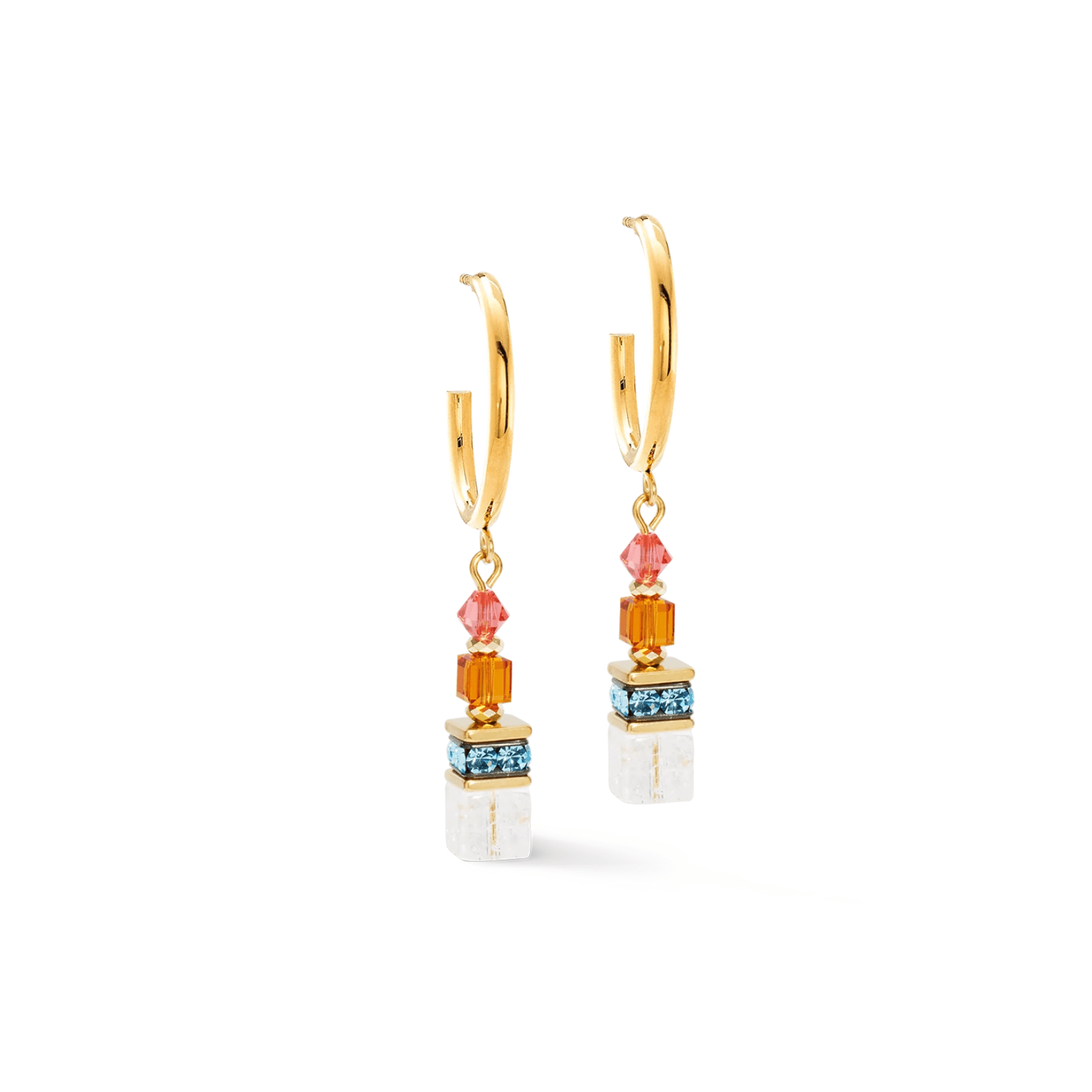 GeoCUBE® Fusion Summer Hoop Earrings Gold - Sunset - Lizzy G's Fine Gifts