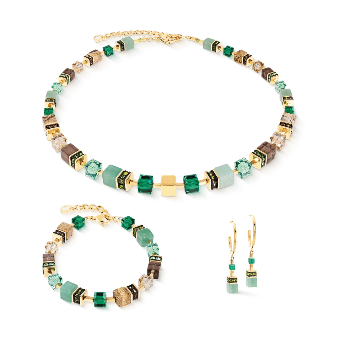 GeoCUBE® Green & Gold Hoop Earrings - Lizzy G's Fine Gifts