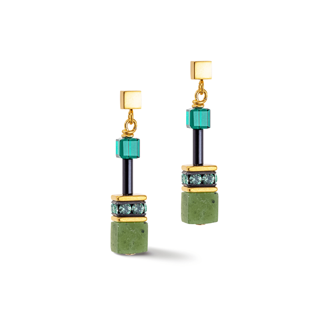 GeoCUBE® Green Iconic Precious Earrings - Lizzy G's Fine Gifts
