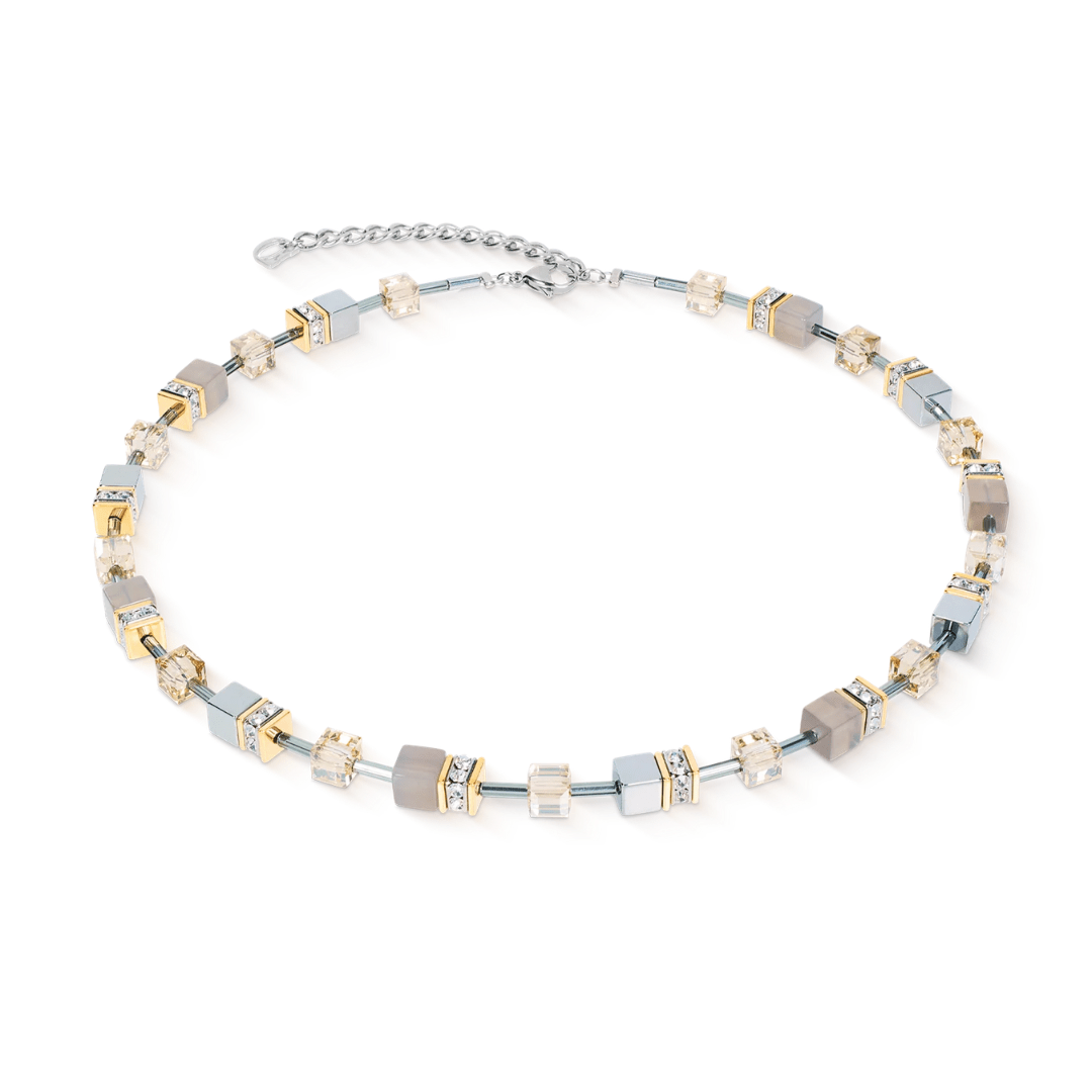 GeoCUBE® Grey & Gold Necklace - Lizzy G's Fine Gifts