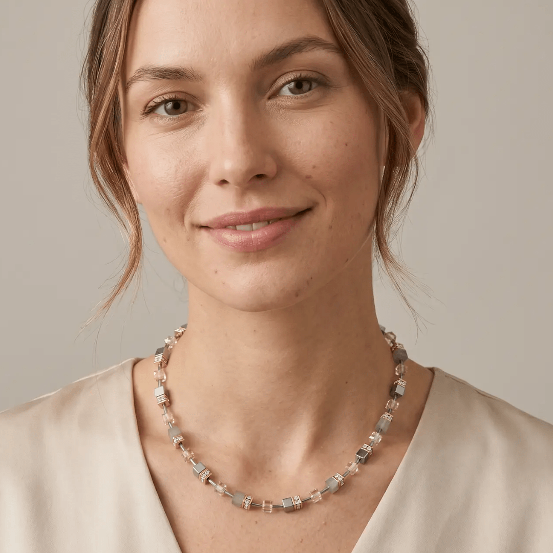GeoCUBE® Grey & Gold Necklace - Lizzy G's Fine Gifts