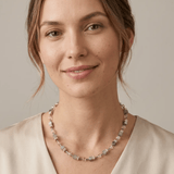 GeoCUBE® Grey & Gold Necklace - Lizzy G's Fine Gifts