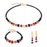 GeoCUBE® Hoop Earrings Precious Berry & Gold Mix - Lizzy G's Fine Gifts