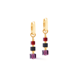 GeoCUBE® Hoop Earrings Precious Berry & Gold Mix - Lizzy G's Fine Gifts
