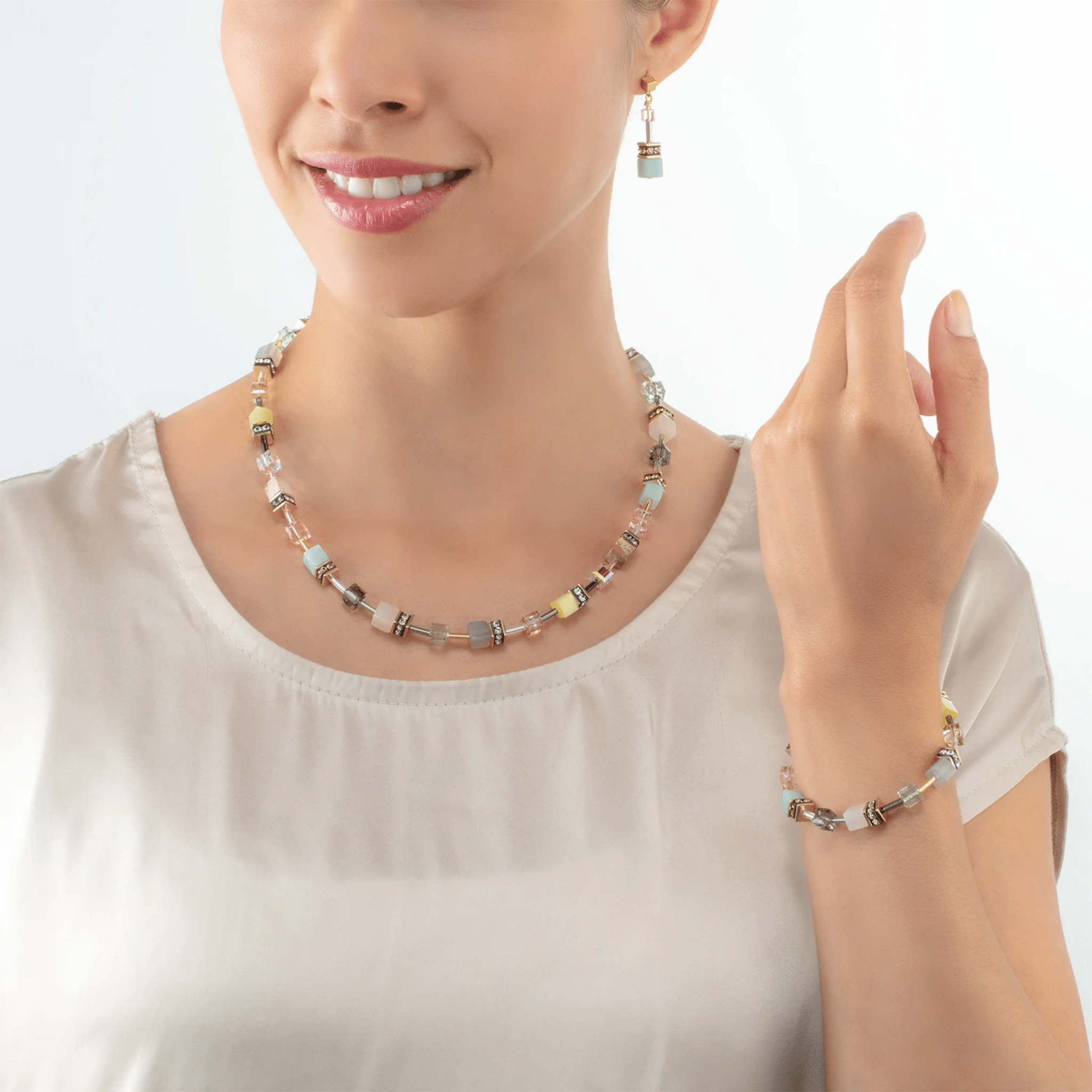 GeoCUBE® Iconic Precious Necklace Multicolour Gentle - Lizzy G's Fine Gifts