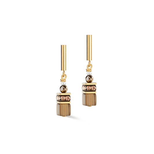 GeoCUBE® Precious Fusion Pearls Earrings Mocha Mousse - Lizzy G's Fine Gifts