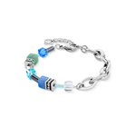 GeoCUBE® Silver & Blue Chunky Chain Bracelet - Lizzy G's Fine Gifts