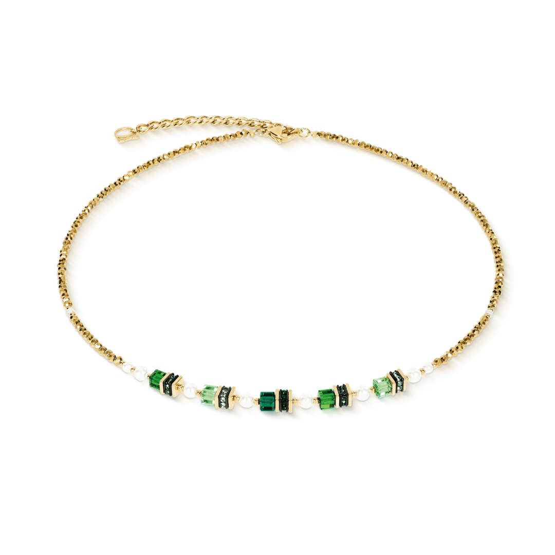 GeoCUBE® Sparkling Emerald & Gold Princess Necklace - Lizzy G's Fine Gifts