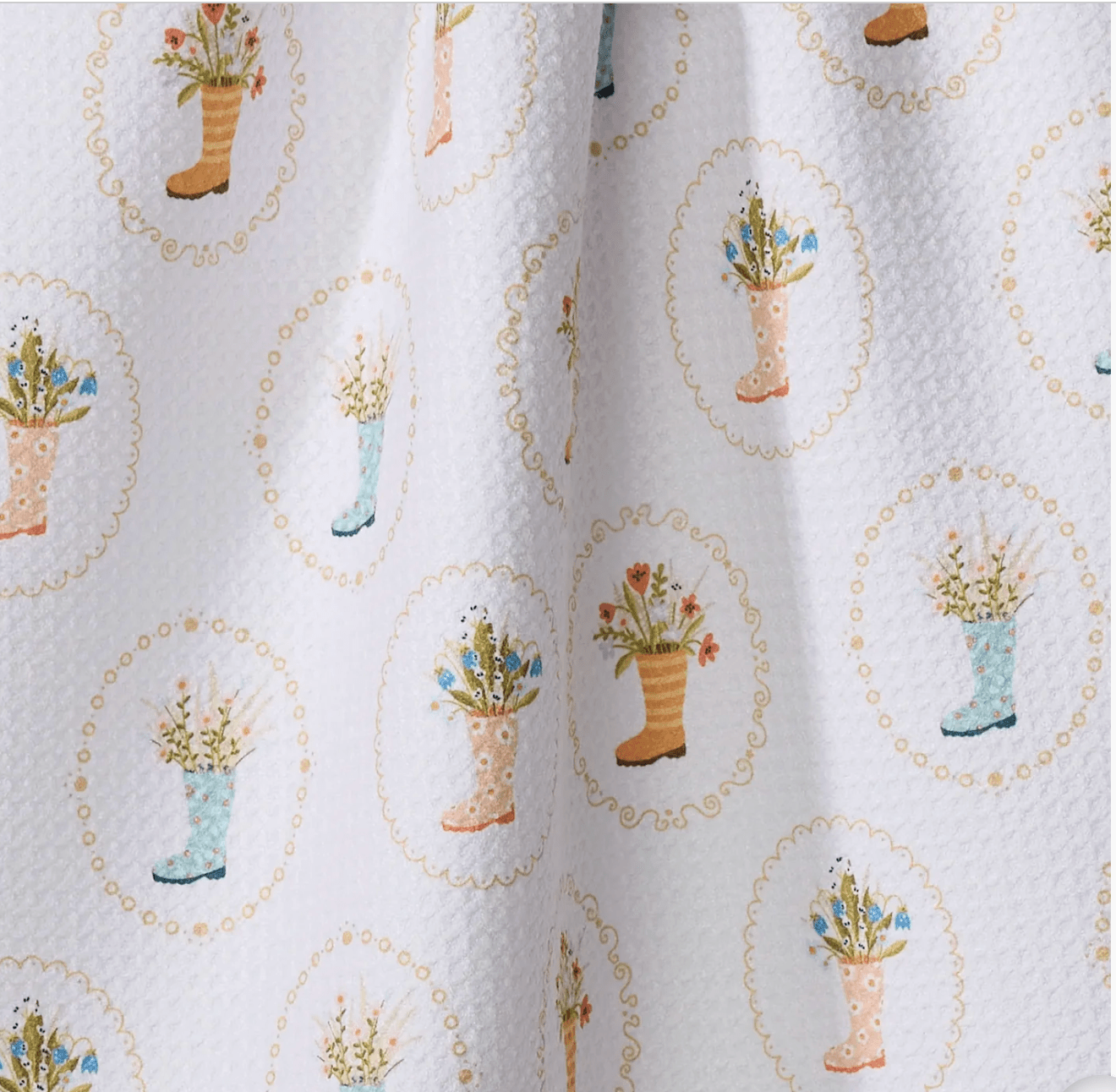 Geometry Tea Towel - Rainboots in Bloom - Lizzy G's Fine Gifts