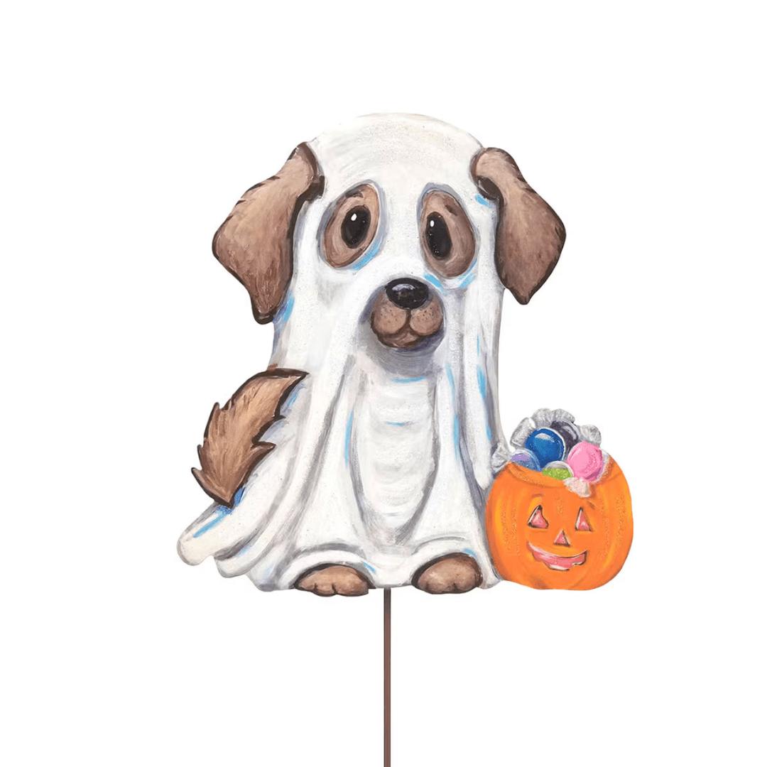 Ghost Puppy & Jack-o-Lantern Metal Decor - Lizzy G's Fine Gifts