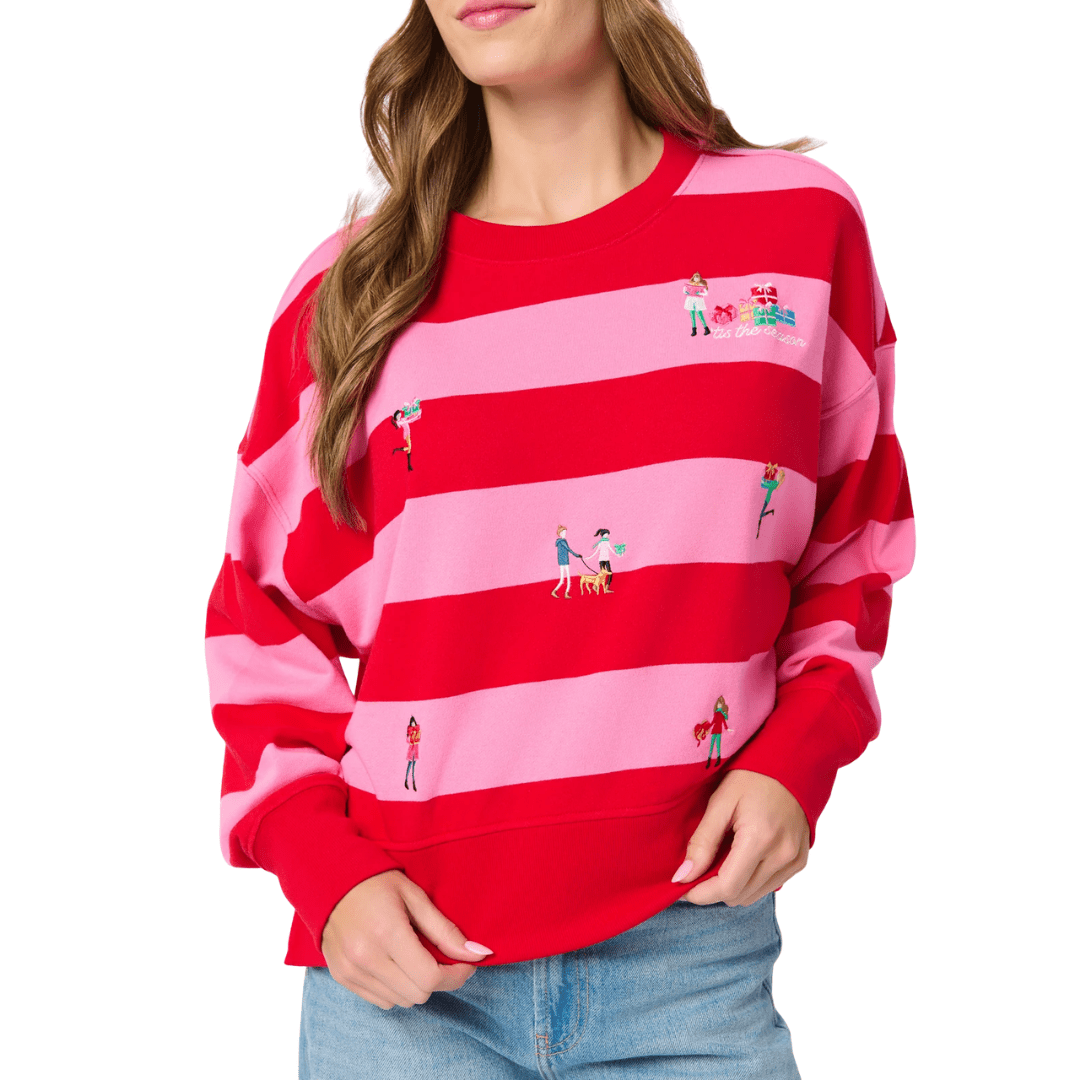 Gifting Embroidered Relaxed Sweatshirt - Lizzy G's Fine Gifts