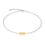 Gold - Silver Cube Trio Facets Necklace - Lizzy G's Fine Gifts